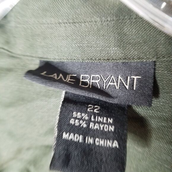 Lane Bryant Olive Green Blazer Jacket Linen Rayon Blend Women’s Plus Size 22 - Picture 3 of 6